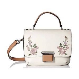 Calvin Klein Dani Leather Flower Flap Front Satchel Purse! NWOT!